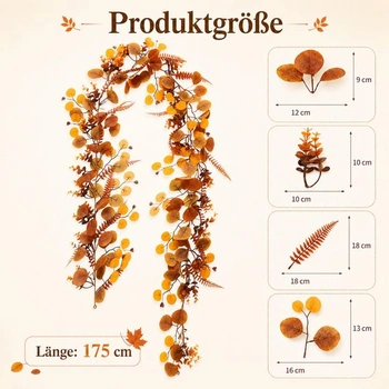 Jesenná girlanda, jesenné lístie, 1,75 m, jesenné dekorácie