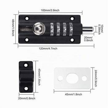 Kombinačný zámok s 120mm závorou ​​a 4-miestnym číselným kódom