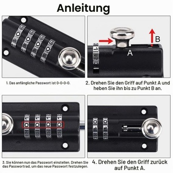 Kombinačný zámok s 120mm závorou ​​a 4-miestnym číselným kódom