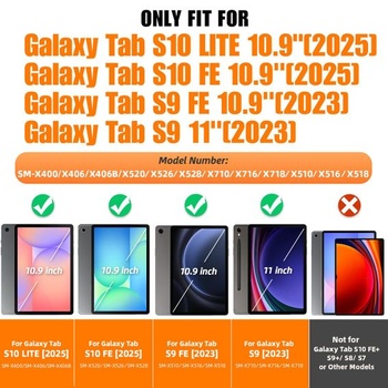 Skladové púzdro SEYMAC pre Samsung Galaxy Tab S10 Lite / S10 FE / S9 FE / S9, čierne S10 LITE / S10 FE /