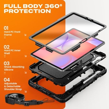 Skladové púzdro SEYMAC pre Samsung Galaxy Tab S10 Lite / S10 FE / S9 FE / S9, čierne S10 LITE / S10 FE /
