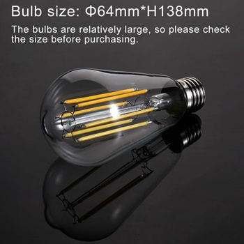 10W LED žiarovka vo vintage štýle, ST64 Edisonova pätica E27, 4000k prirodzené svetlo, starožitná