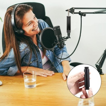 Adaptér pre mikrofónový stojan, 4dielna sada predĺženia mikrofónneho stojana s 2 kovovými adaptérmi