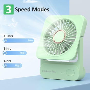 Stolný ventilátor, USB ventilátor s 12 hodinovou výdržou batérie, mini tichý ventilátor s 3
