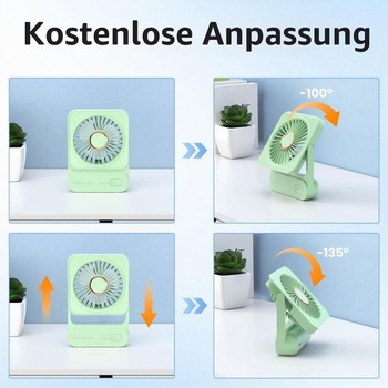 Stolný ventilátor, USB ventilátor s 12 hodinovou výdržou batérie, mini tichý ventilátor s 3