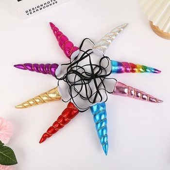 GORGECRAFT 8dílná sada čelenek s jednorožcem z duhové látky, 13 cm, 4 barvy