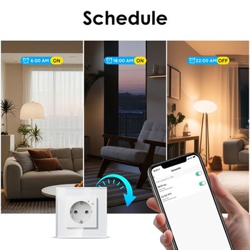 Chytrá WiFi zásuvka BSEED, funguje s Amazon Alexa, Google Home, funkce časovače a ovládání