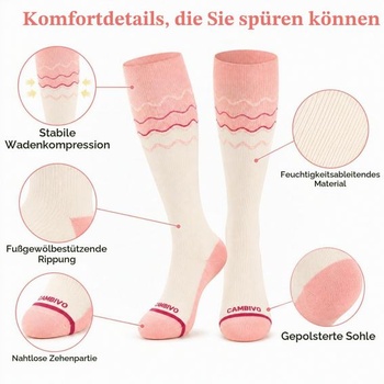 Dámske kompresné pančuchy CAMBIVO 15-20 mmHg, módne podporné pančuchy s polstrovanou podrážkou,