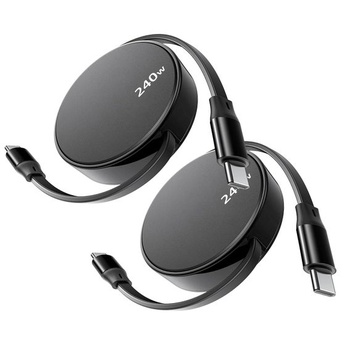 Kábel RUIZHI 240W USB-C na USB-C, zaťahovací nabíjací kábel USB-C, zrolovateľný rýchlonabíjací
