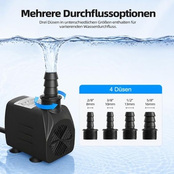 Akvarijné čerpadlo, fontánové čerpadlo, 25W 1500L/H malé vodné čerpadlo, 3 trysky, ultratiché