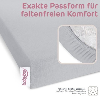 Babybay Jersey napínacie prestieradlo Deluxe, vhodné pre model Original, šedé, 1 kus (1 balenie) Šedé