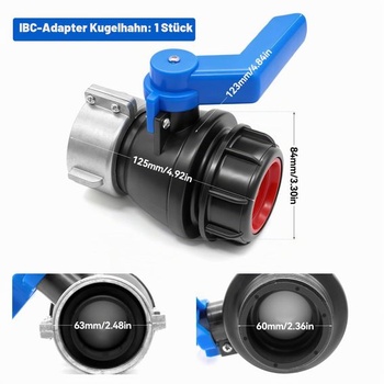 Adaptérový guľový ventil IBC, výpustný ventil IBC S62x6 s hrubým závitom