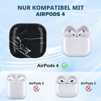Puzdro Newseego pre AirPods 4 s mramorovým vzorom, čierne, AirPods 4 čierne