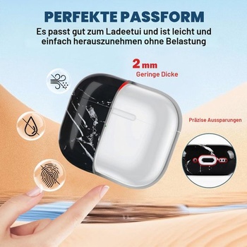 Puzdro Newseego pre AirPods 4 s mramorovým vzorom, čierne, AirPods 4 čierne
