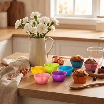 12dielna sada silikónových foriem na muffiny, silikónové košíčky na muffiny, forma na pečenie muffinov,