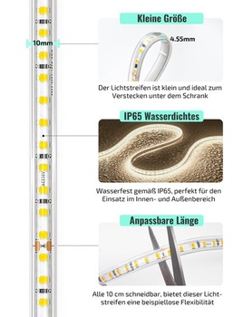 Silikónový LED pásik GZBtech 5m, 230V 4000K
