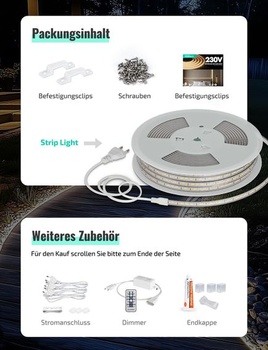 Silikónový LED pásik GZBtech 5m, 230V 4000K