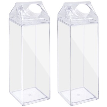 Priehľadná krabička na mlieko/fľaša na vodu, 500 ml, s ozdobnými samolepkami, opakovane použiteľná (2
