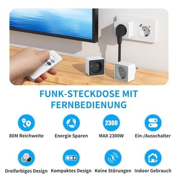Bezdrátové zásuvky s dálkovým ovládáním, 2300 W, dosah 80 m
