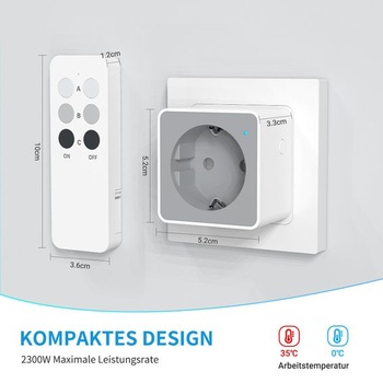 Bezdrôtové zásuvky s diaľkovým ovládaním, 2300 W, dosah 80 m