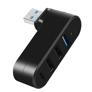 4portový USB 3.0 Hub, 3x USB-A + 1x USB-C, USB rozbočovač, otočný o 90 ° / 180 ° - pre notebooky,