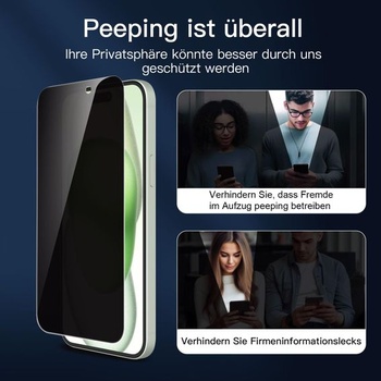 NOVINKA Ochranné tvrzené sklo pro iPhone 15 Plus s úhlem ochrany soukromí 28° + ochranná fólie na