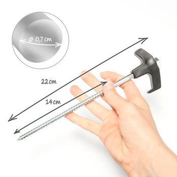 Com-four® 12x ocelové kolíky do stanu s adaptérem pro akumulátorový šroubovák, černé, 12 kusů +
