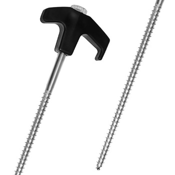 Com-four® 12x ocelové kolíky do stanu s adaptérem pro akumulátorový šroubovák, černé, 12 kusů +