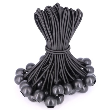 Bungee šnúry s guličkou, 12 kusov, 15 cm; Napínače plachty s guličkou, čierne; Čierna, 15 cm, 12 kusov