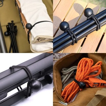 Bungee šnúry s guličkou, 12 kusov, 15 cm; Napínače plachty s guličkou, čierne; Čierna, 15 cm, 12 kusov