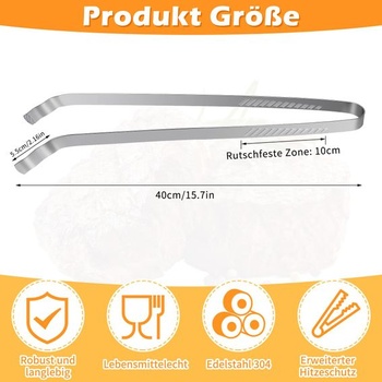 SelfTek nerezové dlouhé grilovací kleště - 40 cm pro elektrické, dřevěné uhlí nebo plynové grily,
