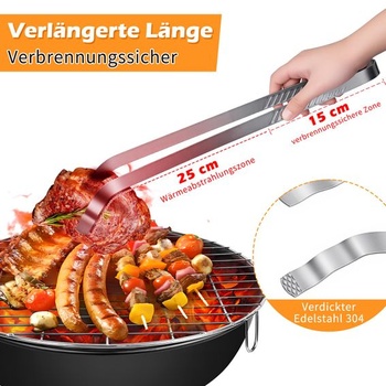 SelfTek nerezové dlouhé grilovací kleště - 40 cm pro elektrické, dřevěné uhlí nebo plynové grily,