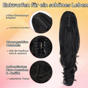 Silk-co Vlnitý culík s klipem, Syntetické dlouhé kudrnaté prodloužení vlasů s klipem, Přírodní