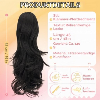 Silk-co Vlnitý culík s klipem, Syntetické dlouhé kudrnaté prodloužení vlasů s klipem, Přírodní