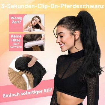 Silk-co Vlnitý culík s klipem, Syntetické dlouhé kudrnaté prodloužení vlasů s klipem, Přírodní