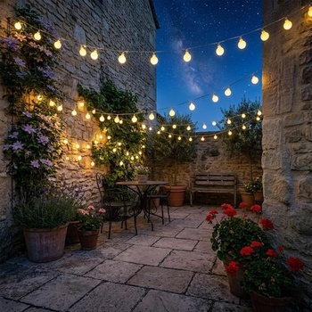 Augone 120 LED řetězových světel, tvar koule, 15 m, párty světla se zástrčkou pro vnitřní i