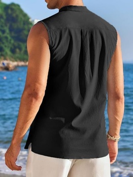Pánske letné tielko, bez rukávov, štýl henley, ležérne plážové tričko, košeľa s potlačou, ľahký top