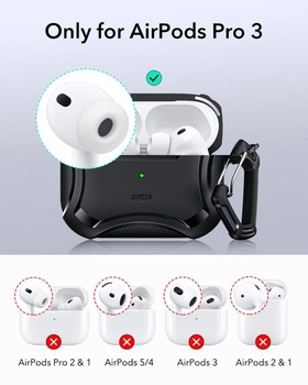 Púzdro ESR pre AirPods Pro 3 (2025), silná ochrana proti pádu, čierne