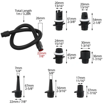 Súprava adaptérov pre nafukovaciu pumpu QWORK®, príslušenstvo k adaptérom pre pumpu SUP so 7 tryskami a