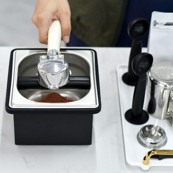 Espresso knock box, nerezový kávovar, veľká kapacita, nádoba na kávový puk, espresso kávovar,