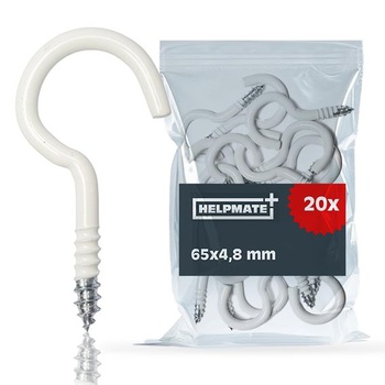 HELPMATE – Háčiky na bielizeň šnúru biele 65x4,8x22x18 mm – 20 kusov 65 mm biele