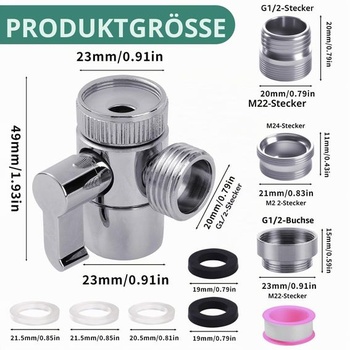 3-cestný prepínací ventil G1/2 palca s adaptérom M22-M24 M22-G1/2