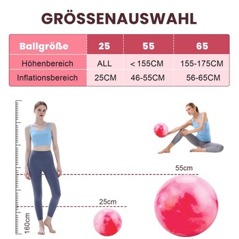 Gymnastická lopta 65cm/55cm + lopta na pilates 25cm s pumpičkou, červená, 55cm + 25cm