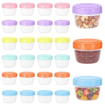 24 malých plastových nádobiek s objemom 80 ml s viečkami, stohovateľné mraziace nádobky, malé okrúhle