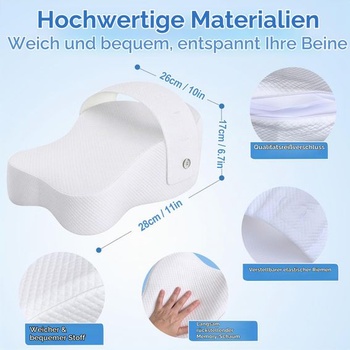 Kolenný vankúš na spanie na boku, vankúš na nohy z pamäťovej peny s popruhmi, ergonomický