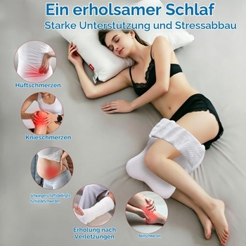 Kolenný vankúš na spanie na boku, vankúš na nohy z pamäťovej peny s popruhmi, ergonomický
