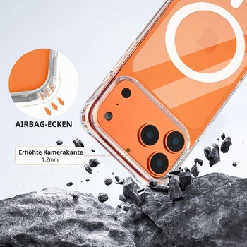 Puzdro DiDaDi na telefón pre iPhone 17 Pro Max s popruhom a magnetom - priehľadná retiazka na