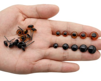 140 kusov ihlou plstených očí 6-10 mm mini sklenené oči jantárovej farby s čiernymi očami sady pre