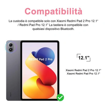IVEOPPE klávesnice pro Xiaomi Redmi Pad 2 Pro 2025/Pad Pro 2024 12,1 palce, italská QWERTY