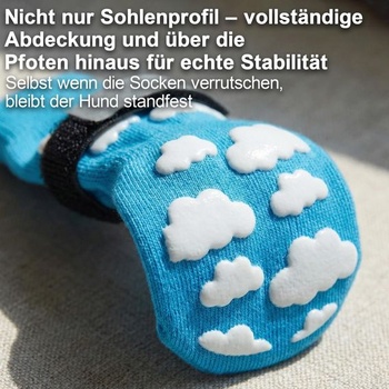 Protišmykové ponožky pre psov Fantasreen, 6 kusov, nastaviteľné, Cloud, L, útulná modrá Cloud
